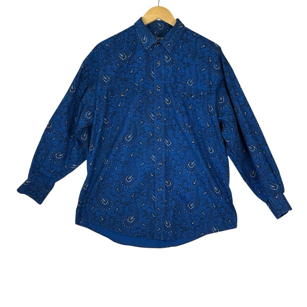 Panhandle Slim Men's Western Shirt Sz L Blue Gray Paisley Pearl Snap Cotton